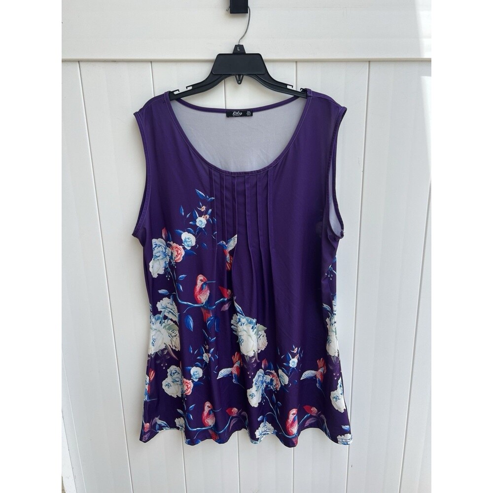 Lily by Firmiana Dress Womens 2XL Floral Hummingbird Sleeveless Casual Stretch